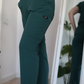 Pantaloni medicali elastici Slim Fit cu talie inalta conici