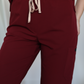 Pantaloni medicali elastici talie inalta culoare rosu inchis