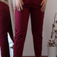 Pantaloni medicali damă model elegant cu fermoar și talie înaltă, culoare bordo, DR. BLA SCRUBS.