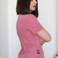 Vedere laterala bluza medicala cambrata Vera, material elastic premium.