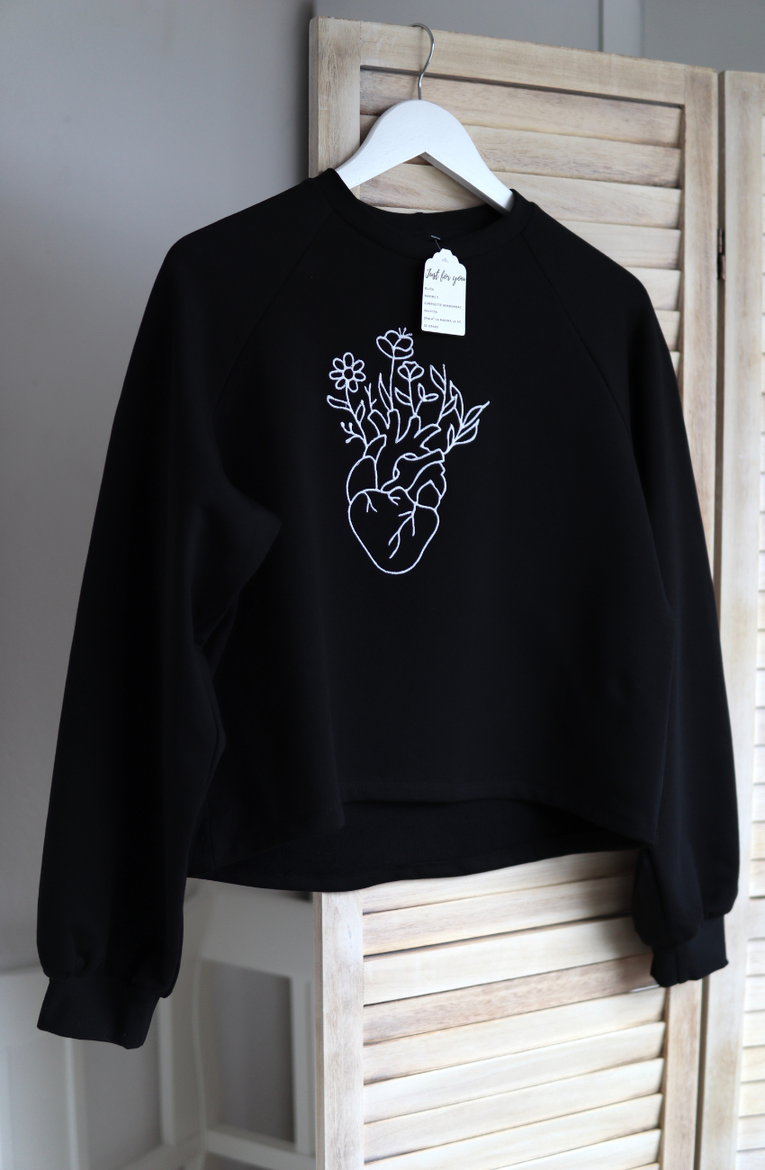 Sweatshirt bumbac broderie