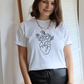 Tricou bumbac alb maneci indoite brodat Basic