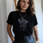 Tricou bumbac negru premium model Basic cu mâneci îndoite și broderie medicală, DR. BLA SCRUBS.